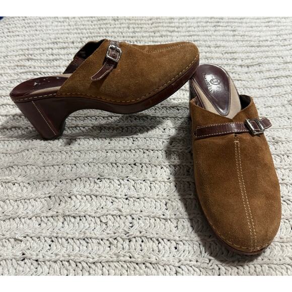 Cole Haan Cordelia Mule Clogs Suede Womens Sz 8.5 B Brazil Brown Leather D15806 - Picture 1 of 9